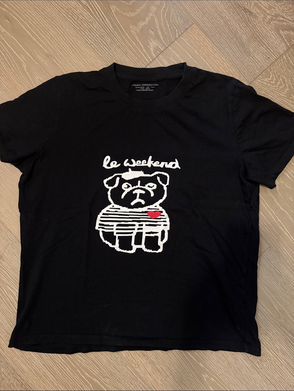French Connection Black Graphic Tee with White Logo